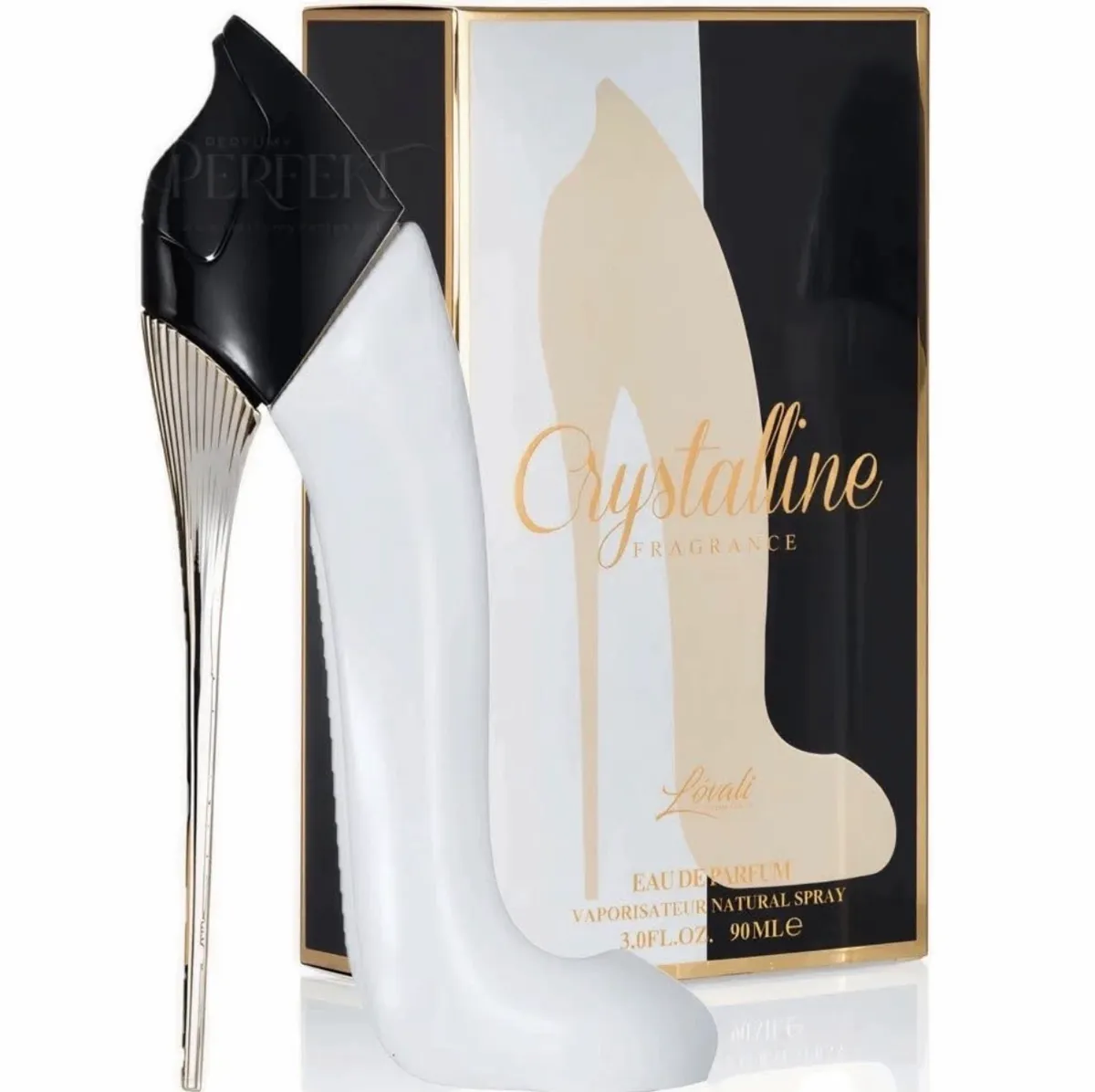Perfumy Crystalline 90ml flakon szpilka biało-czarny