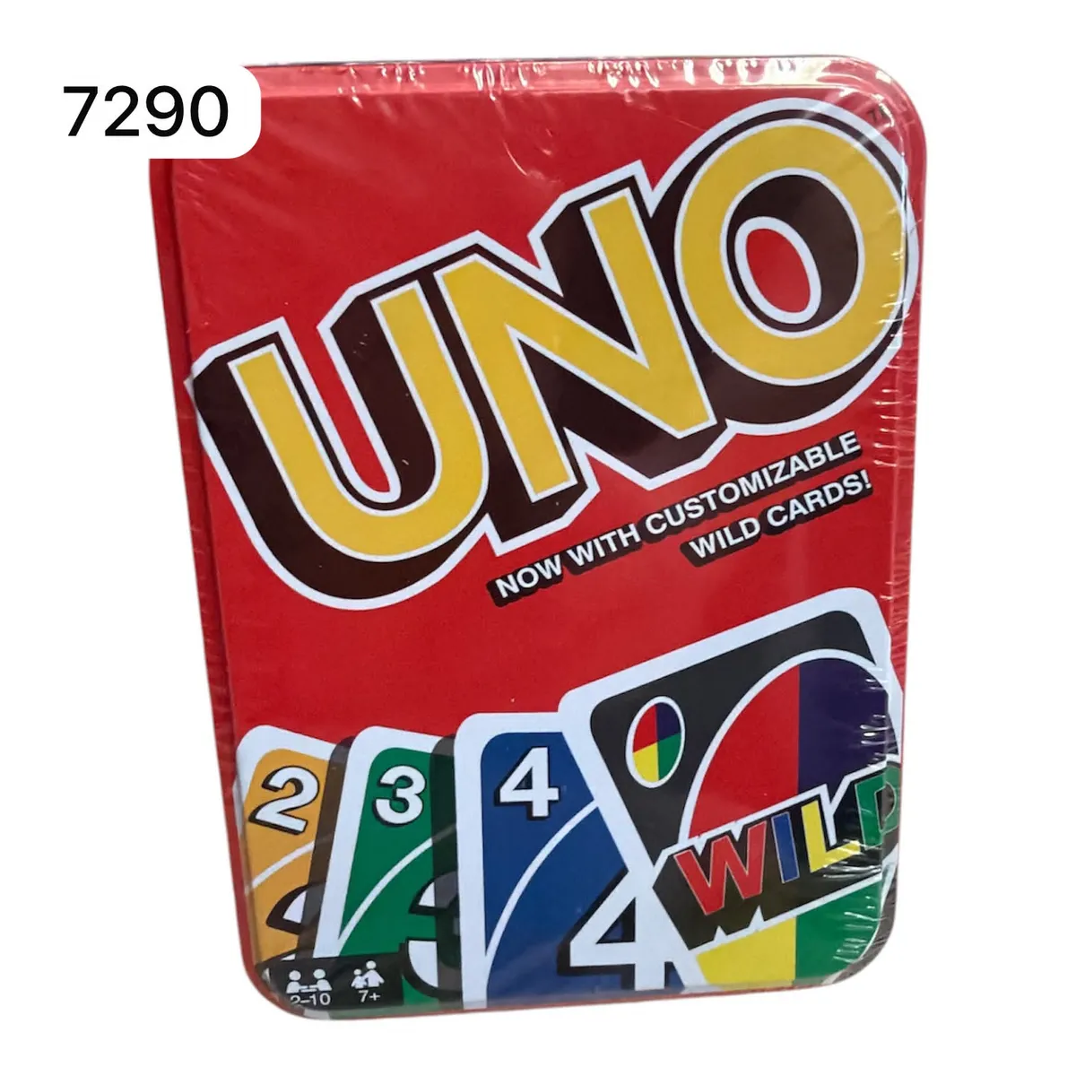 Karty UNO w metalowym pudełku czerwonym z motywem Wild