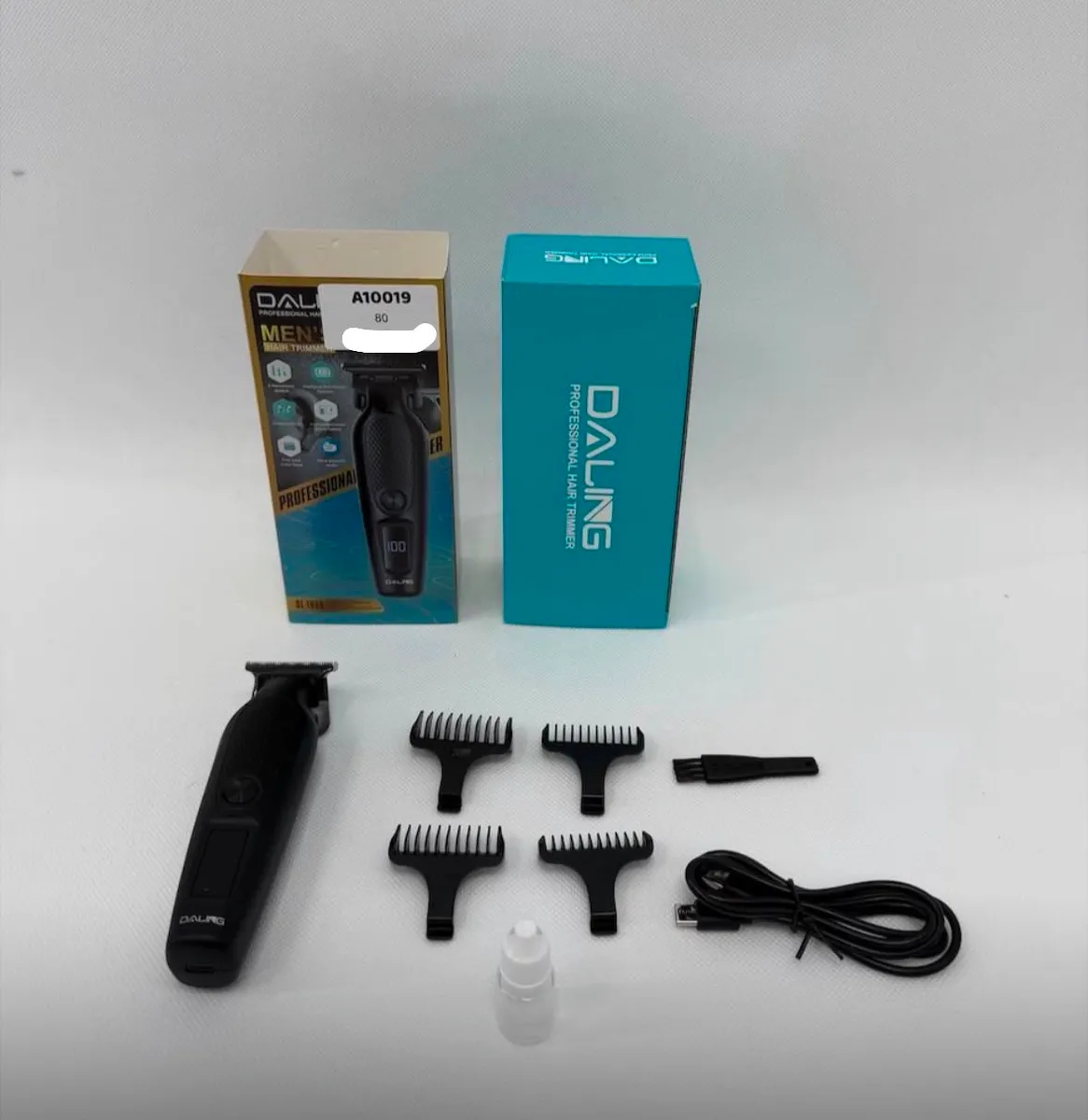 Maszynka do włosów DALING czarna z 4 nasadkami i USB