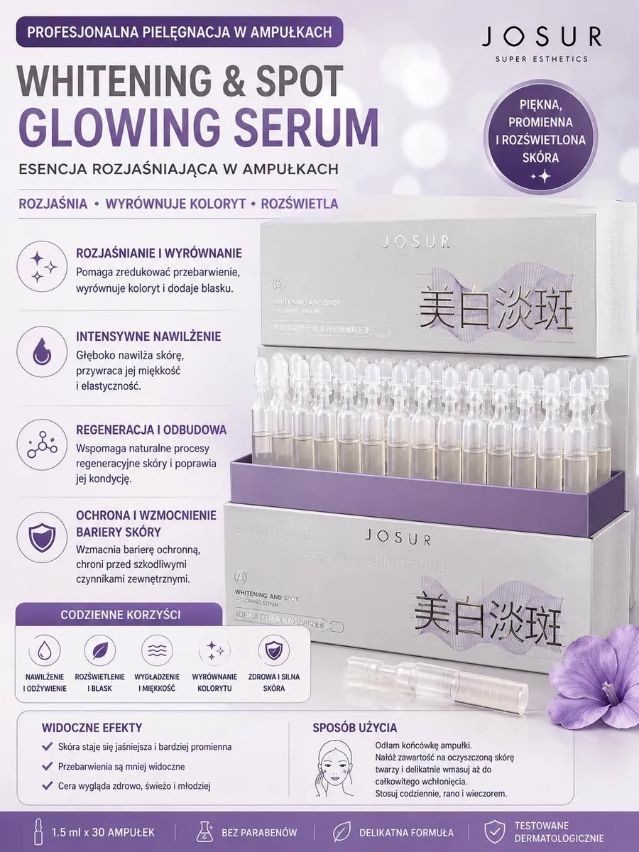 JOSUR Whitening & Spot Glowing Serum ampułki rozjaśniające 1,5 ml