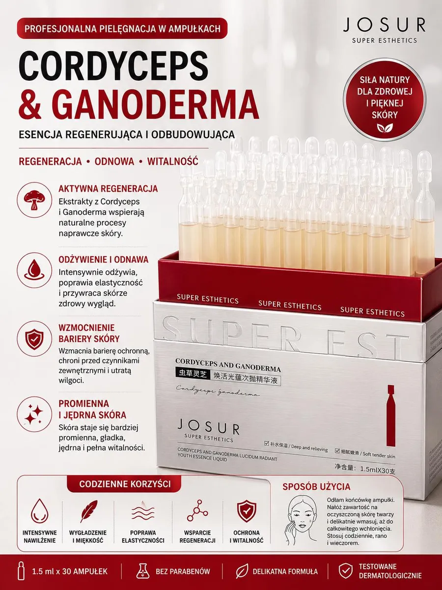 JOSUR Cordyceps & Ganoderma regenerujące ampułki do twarzy 1,5 ml