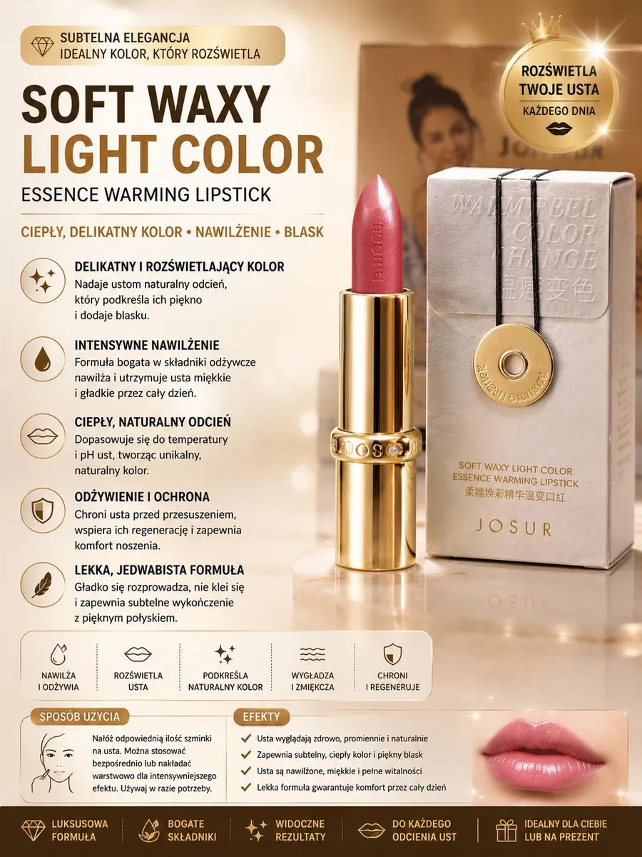 JOSUR Soft Waxy Light Color Pomadka Zmieniająca Odcień z Nawilżeniem