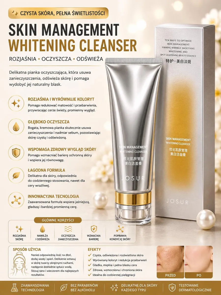 JOSUR Skin Management Whitening Cleanser delikatna pianka rozjaśniająca