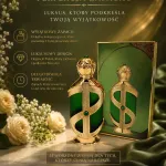 Perfumy 100ml Zielony Flakon z Złotym Ozdobnym Elementem