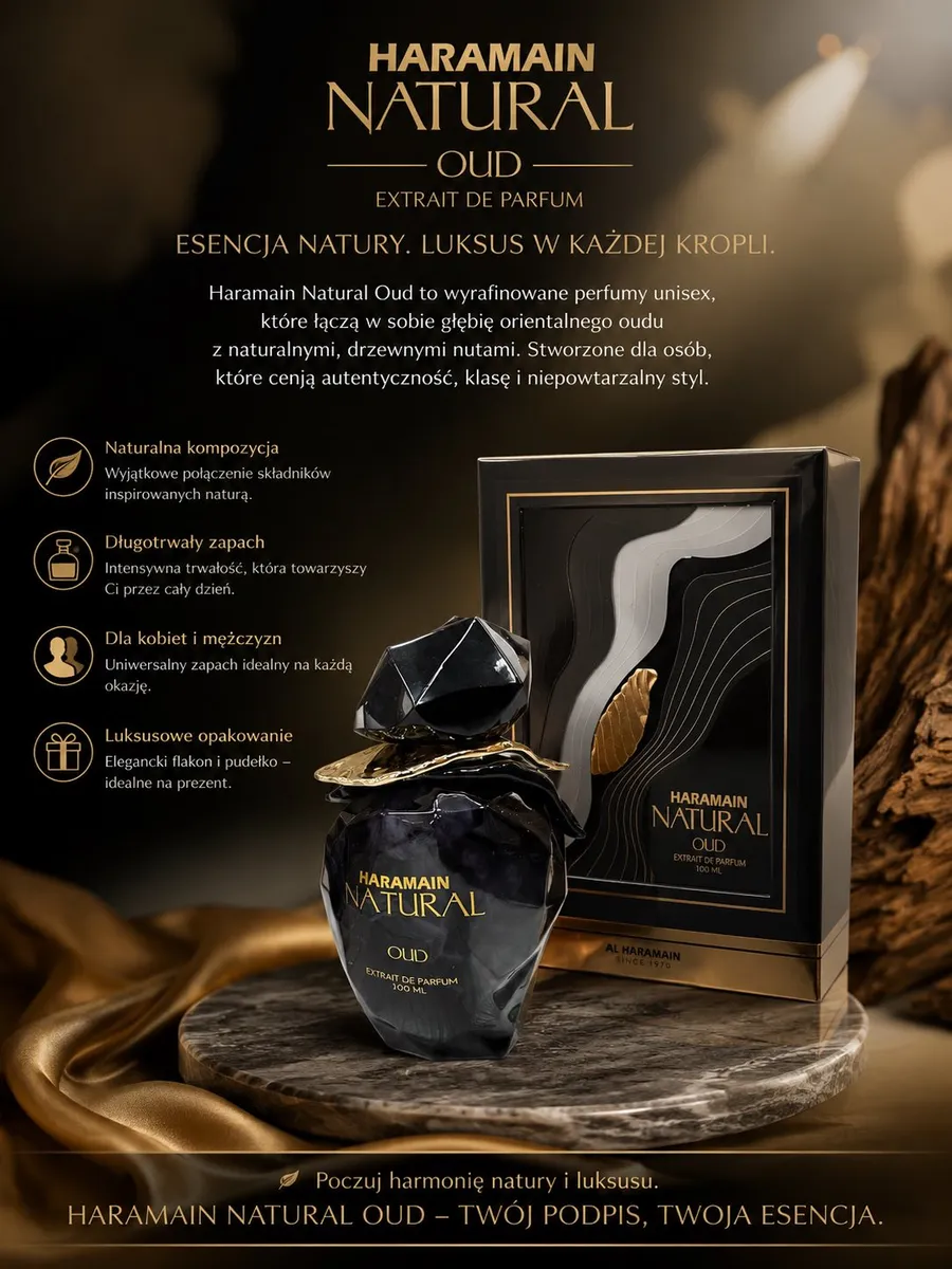 Haramain Natural Oud Perfumy 100ml Ekskluzywny Zapach Unisex