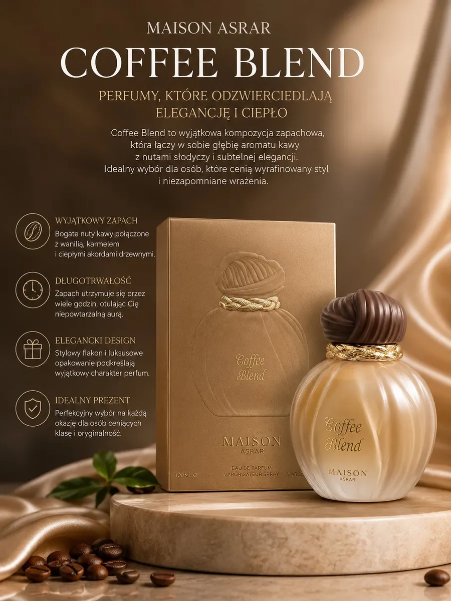 Maison Asrar Coffee Blend Perfumy 100ml o zapachu kawy i wanilii