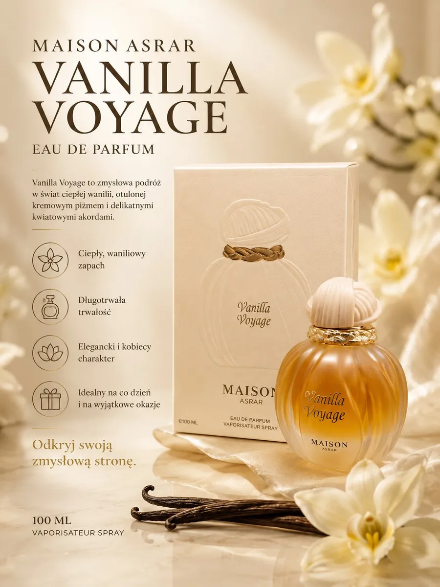 Maison Asrar Vanilla Voyage Perfumy 100ml Waniliowe