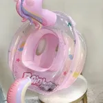 Dmuchany różowy fotelik do pływania Jednorożec 85cm