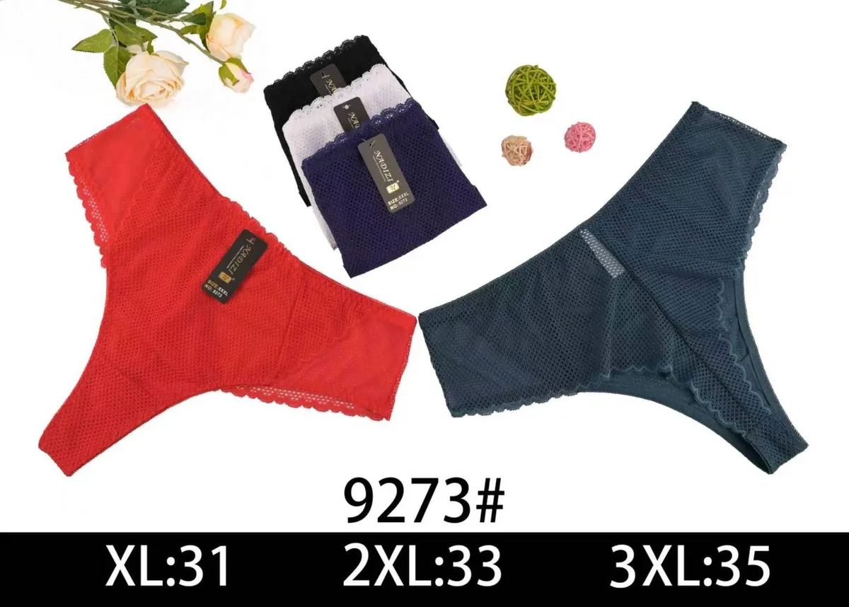 Majtki damskie koronkowe 3XL granatowe i czerwone 9273