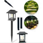 Lampy solarne wbijane w ziemię 50 cm czarne zestaw 2 szt