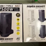 Pionowa listwa zasilająca N83 Power Tower czarna 2500W USB Type-C
