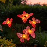 Solarne lampki ogrodowe motyle czerwone 8 LED