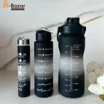 Butelka bidon na wodę 3w1 czarno-szara z miarką 2000 ml