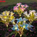 Bukiet sztucznych lilii LED wielokolorowy zasilany solar