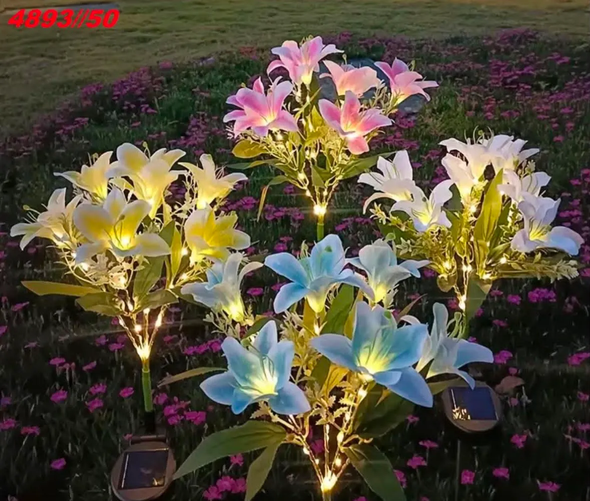 Bukiet sztucznych lilii LED wielokolorowy zasilany solar