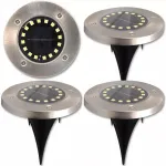 Lampy LED solarne wbijane ogrodowe 16xSMD stal nierdzewna