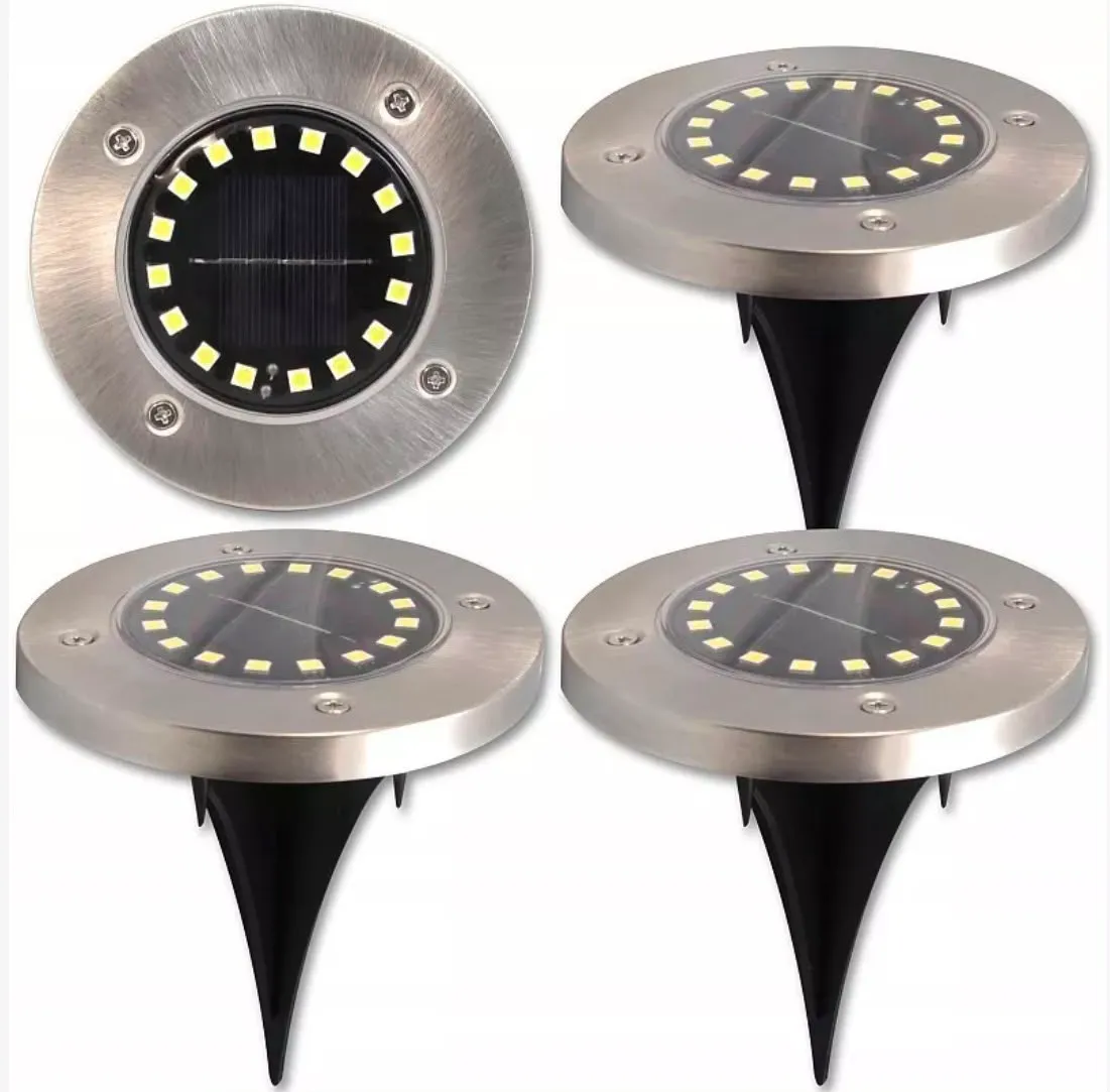 Lampy LED solarne wbijane ogrodowe 16xSMD stal nierdzewna