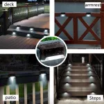 Solarny Czarny Zewnętrzny LED Lampa Schodowa Tarasowa 4 szt