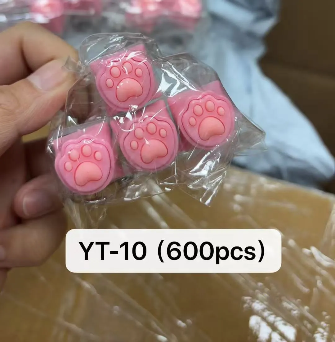 Gumki do mazania różowe łapki YT-10 zestaw 12 sztuk