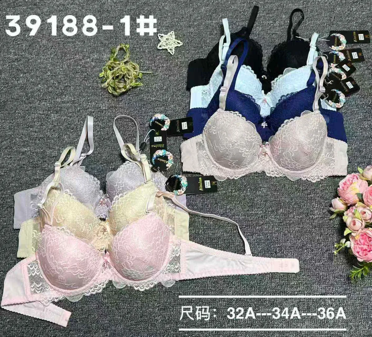 Biustonosz koronkowy pastelowy mix rozmiarów 32A-36A