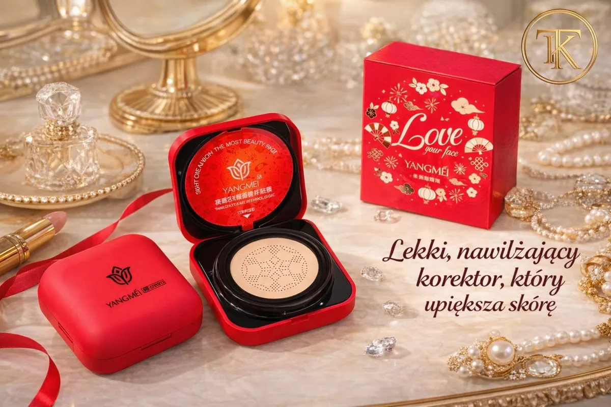 Yangmei Cushion czerwony podkład BB z aplikatorem grzybek
