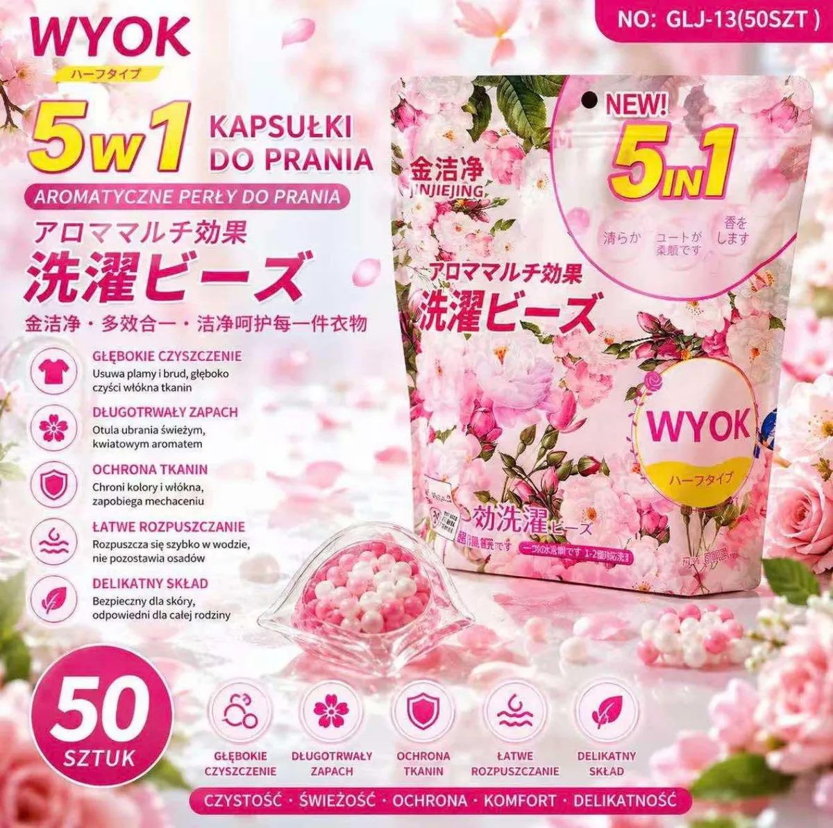 Kapsułki do prania 5w1 aromatyczne perły 50 sztuk