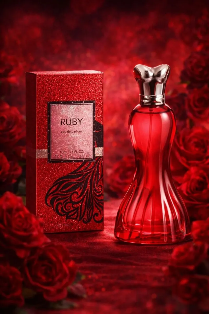 Ruby czerwony flakon perfum 10ml z metaliczną zakrętką