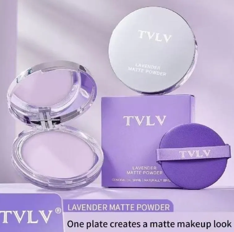 TVLV Lawendowy Puder Matujący z Gąbeczką