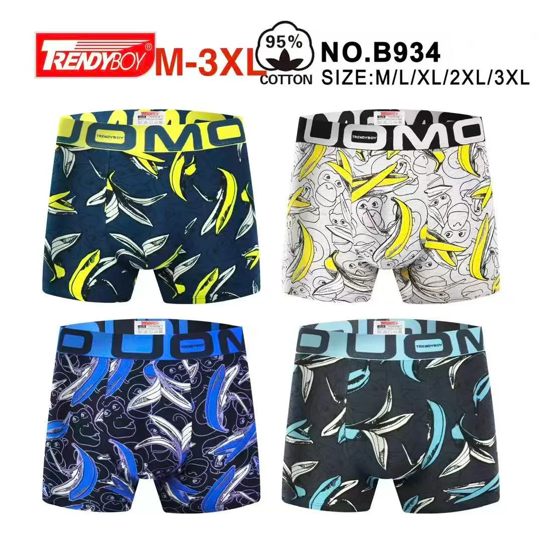 Bokserki męskie Trendyboy bawełniane z nadrukiem bananów M-3XL