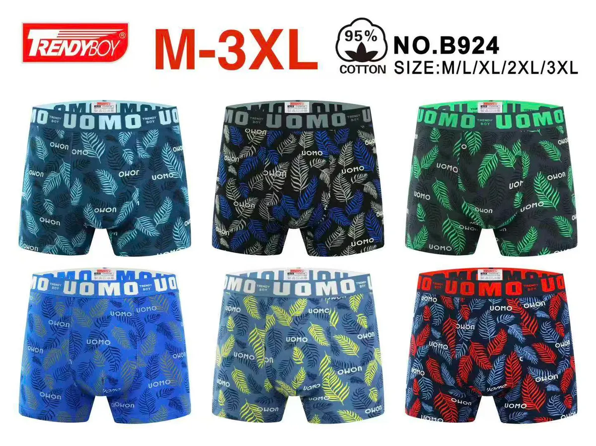 Bokserki męskie TrendyBoy liście 95% bawełny M-3XL mix kolorów