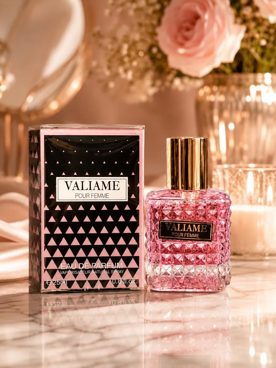 Perfumy damskie Valiame Pour Femme 25ml różowe szkło