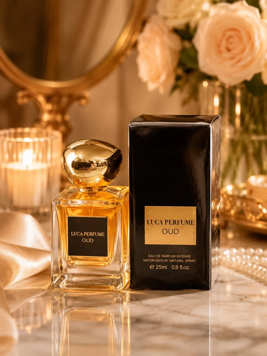 Luca Perfume Oud 25ml perfumy w eleganckim flakonie z złotą nakrętką