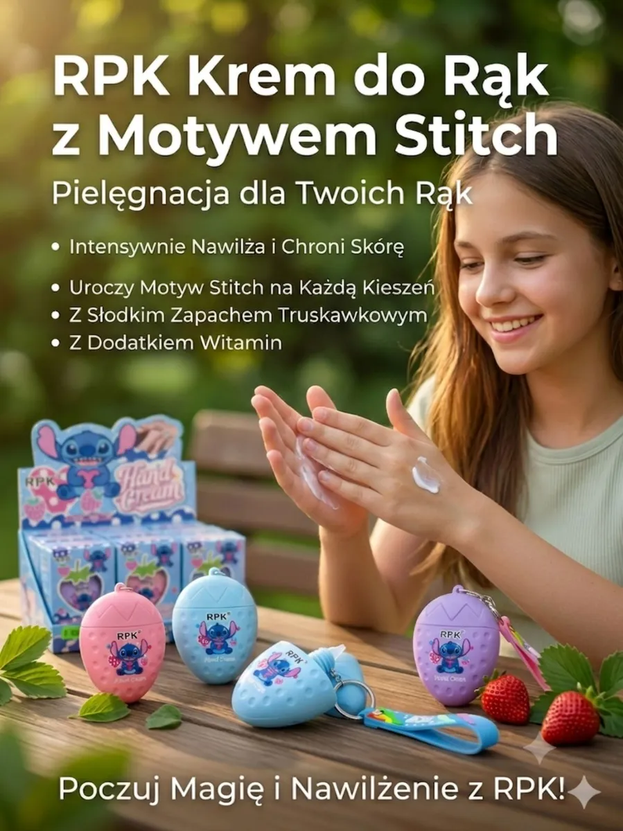 RPK Krem do Rąk z Motywem Stitch o Zapachu Truskawkowym