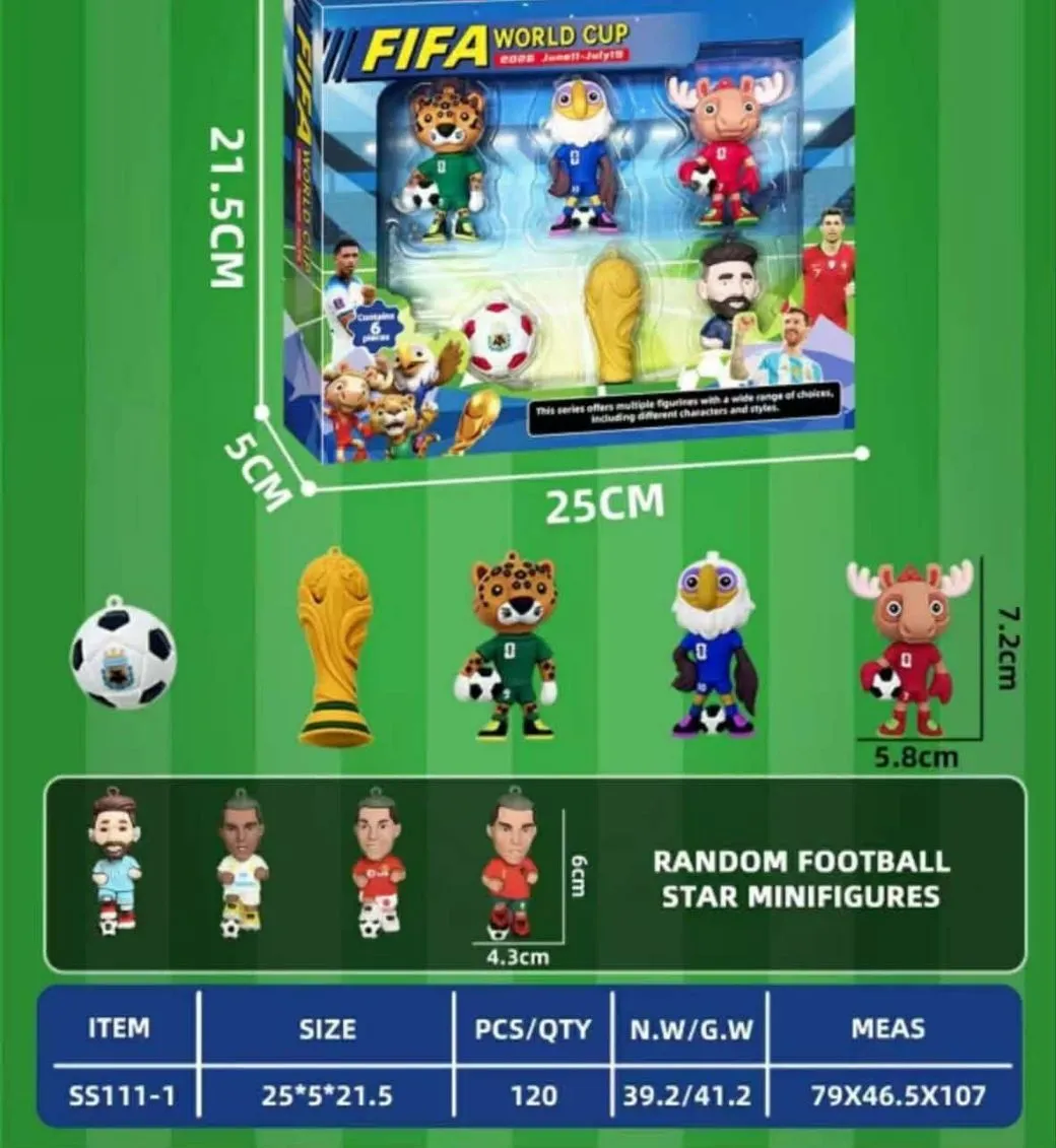 Figurki FIFA World Cup 2022 zestaw 6 sztuk z piłką i pucharem