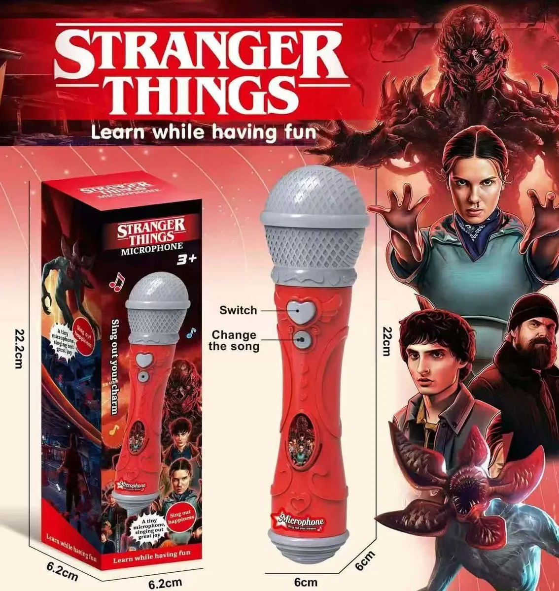 Stranger Things Mikrofon Zabawka Czerwona 22 cm dla dzieci 3+