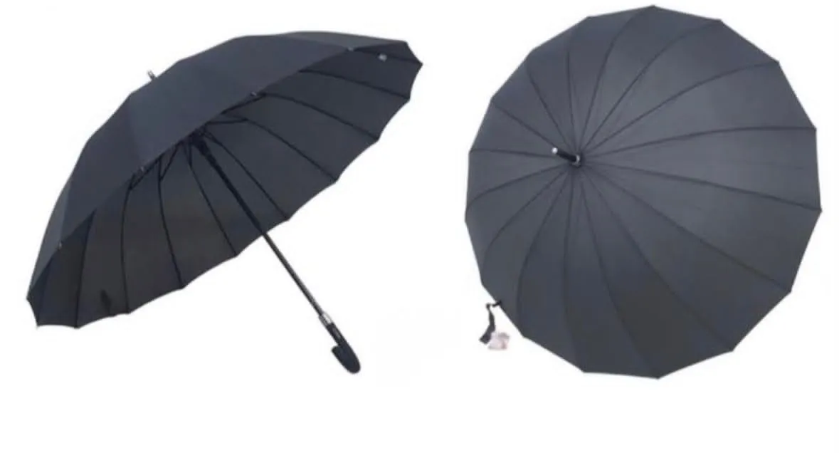 Parasol czarny z 16 panelami, wytrzymała konstrukcja