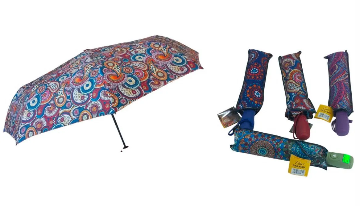 Parasolki półautomat z kolorowym wzorem paisley, kompaktowe