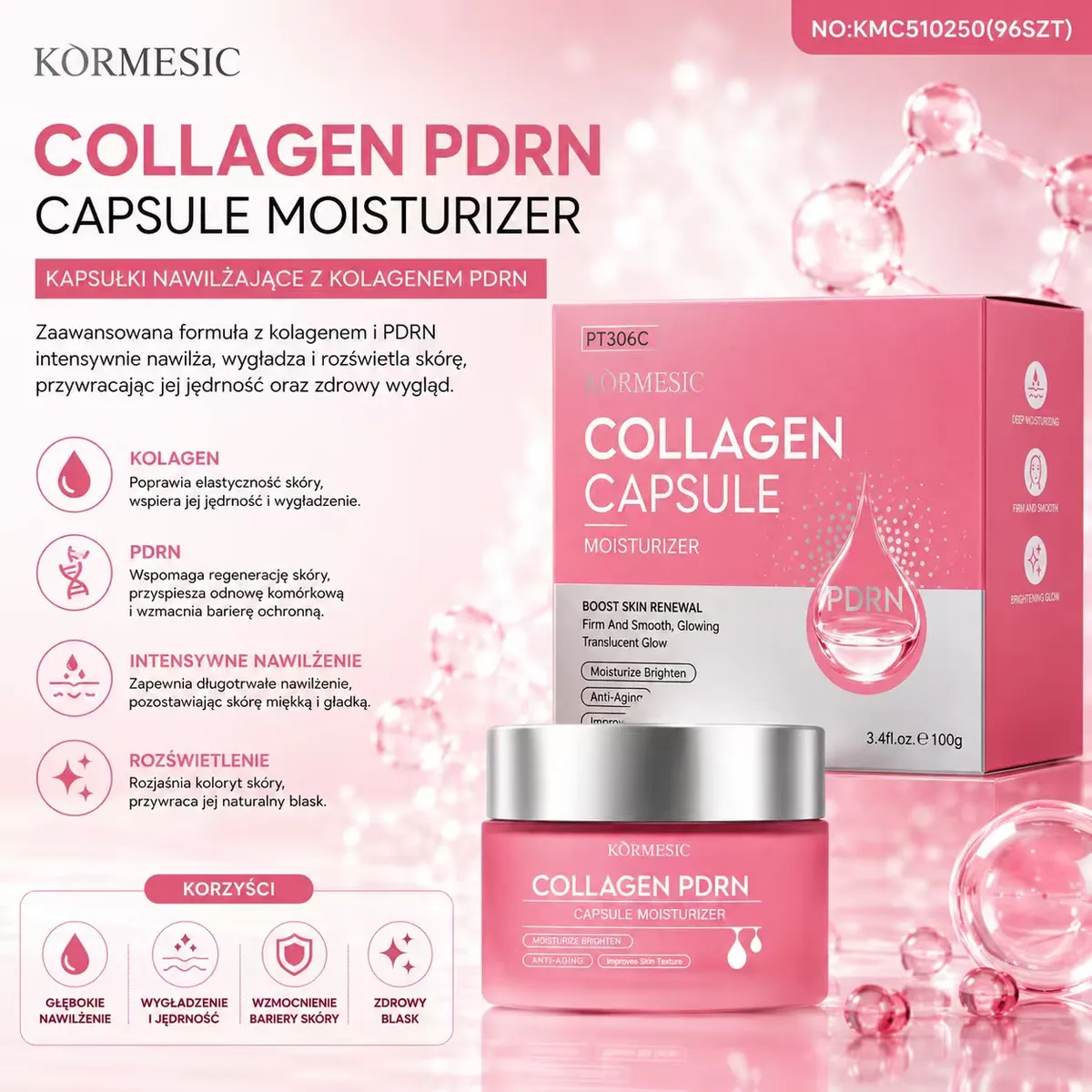 Kormesic Collagen PDRN Kapsułki Nawilżające 100g Różowe
