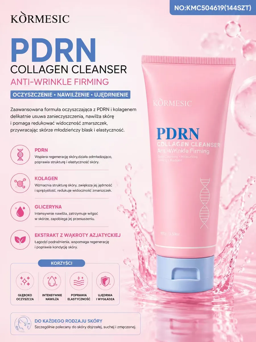 KORMESIC PDRN Collagen Cleanser różowy 100g oczyszczający i ujędrniający