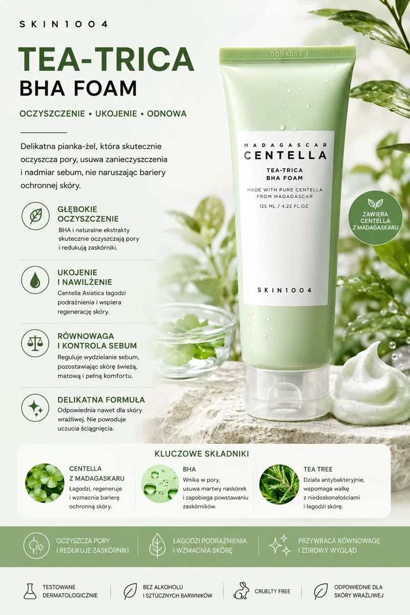 Skin1004 Tea-Trica BHA Foam pianka oczyszczająca 125 ml