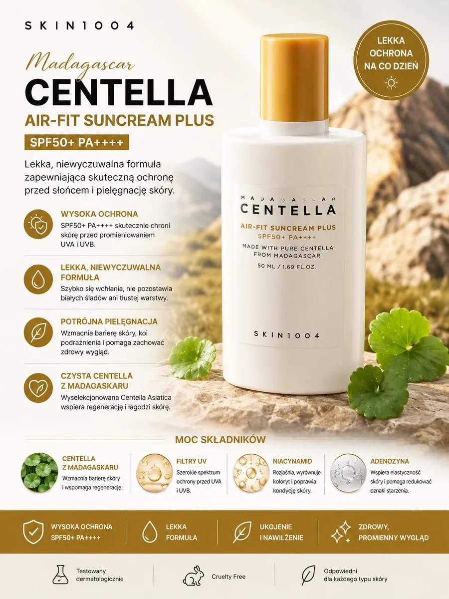 SKIN1004 Madagascar Centella Air-Fit Suncream Plus SPF50+ PA++++ 50ml