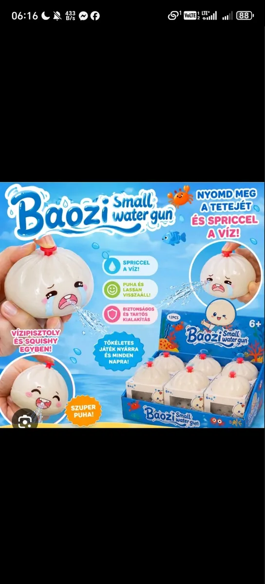 Baozi Small Water Gun miękka zabawka wodna squishy biała