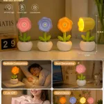 Lampka nocna kwiatowa LED kolorowa 13,5 cm dekoracja stołu