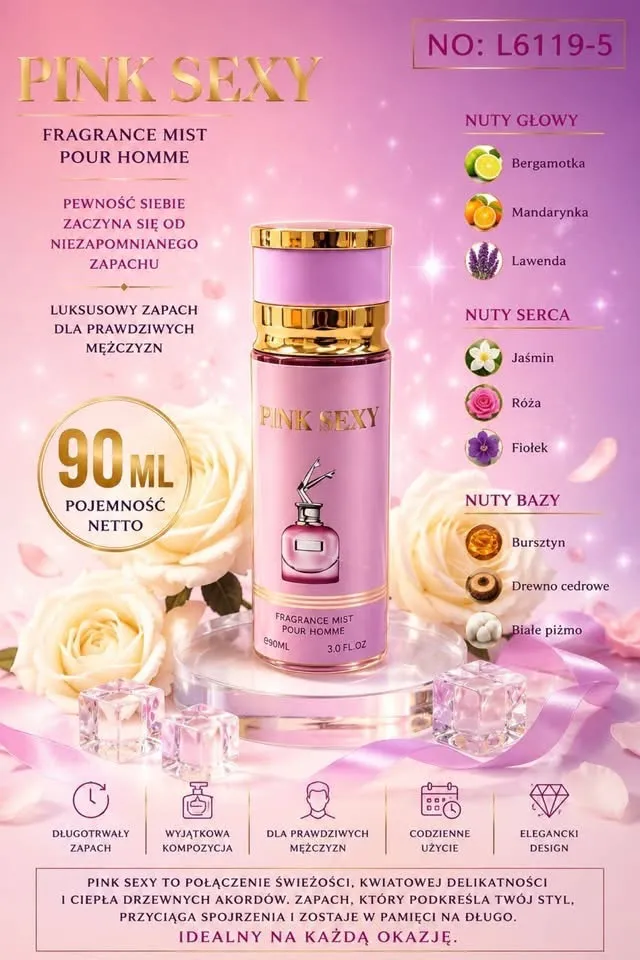 Pink Sexy Fragrance Mist Pour Homme 90ml luksusowy zapach męski