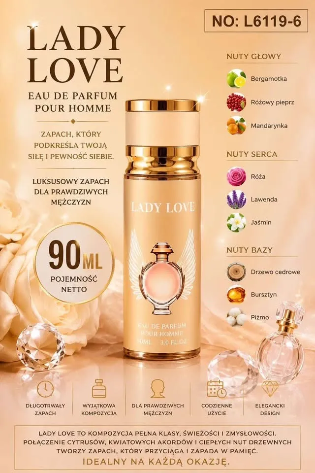 Lady Love Eau de Parfum Pour Homme 90ml luksusowy zapach męski