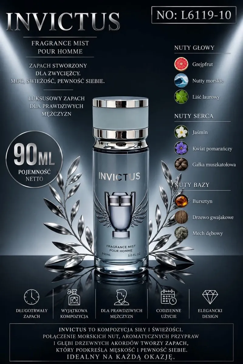 Invictus Fragrance Mist 90ml luksusowy zapach męski