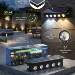 Lampa ścienna LED solarna czarna 10 diod biała i ciepła