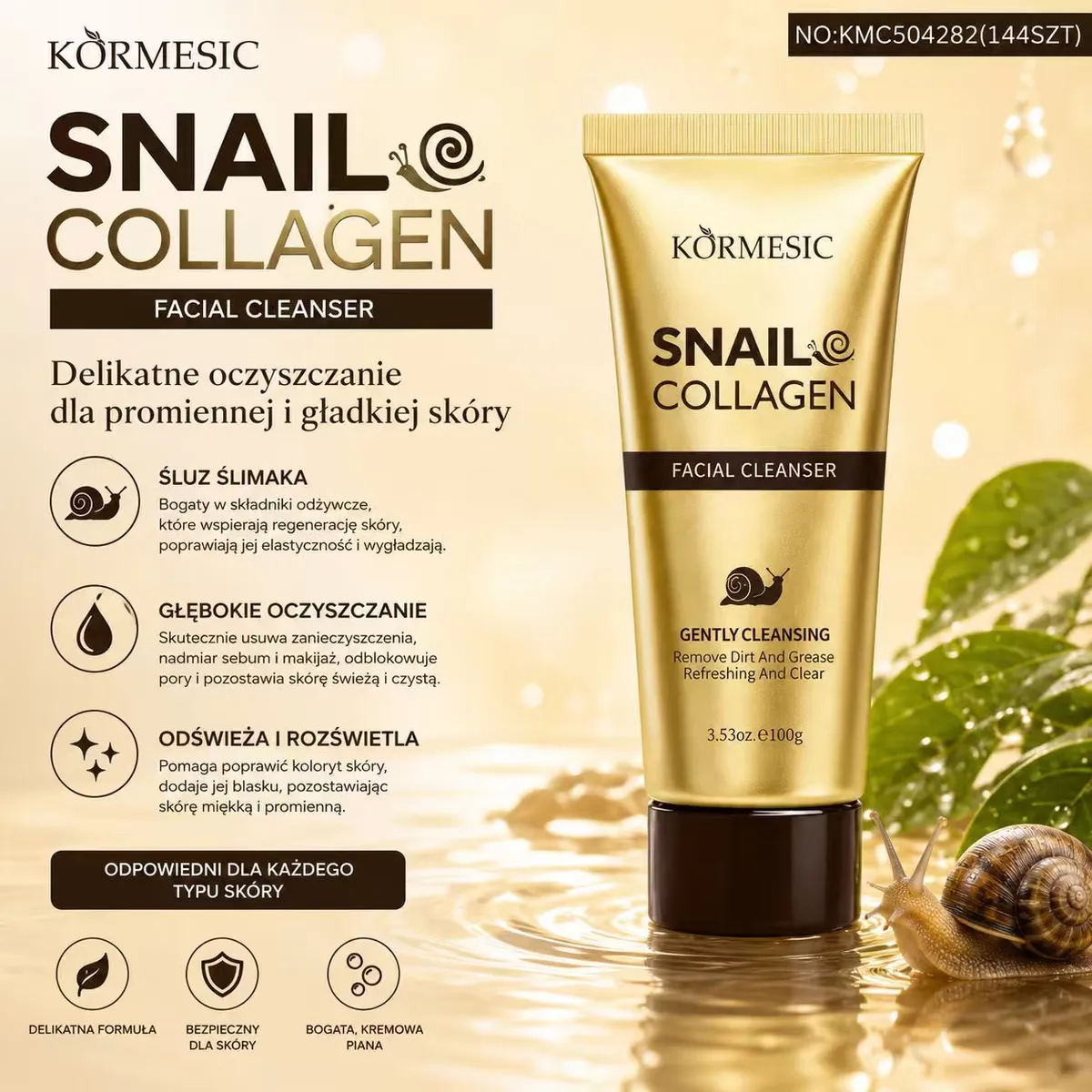 Körmesic Snail Collagen delikatny żel do mycia twarzy 100g