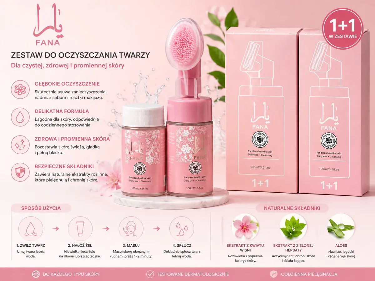 FANA Zestaw do oczyszczania twarzy 2x100ml z naturalnymi ekstraktami