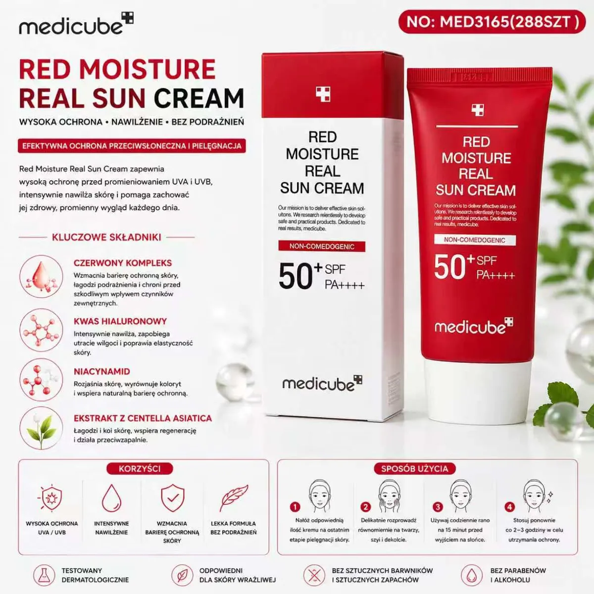 Medicube Red Moisture Real Sun Cream SPF50+ PA++++ krem przeciwsłoneczny